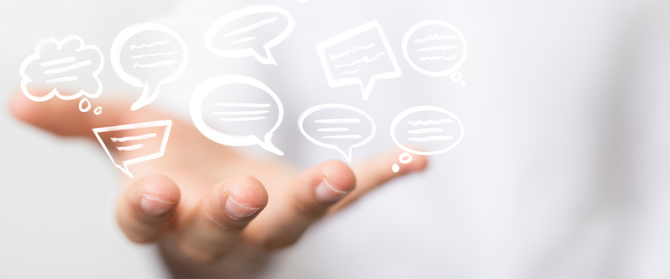 speech bubbles. People Chatting. 3d illustration of a communication concept, relating to feedback 3d