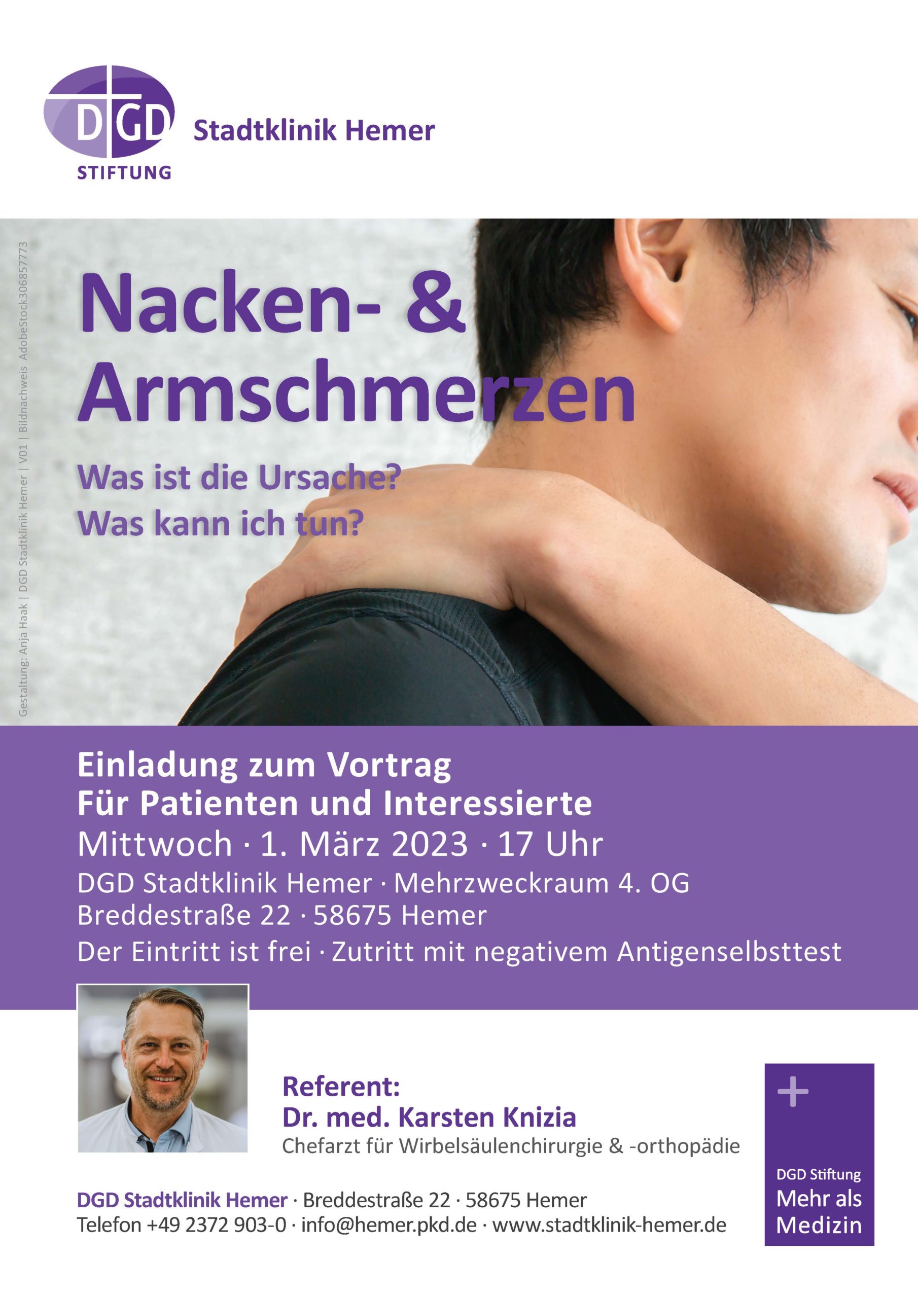 Vortragsveranstaltung für Patienten und Interessierte: Nacken- & Armschmerzen