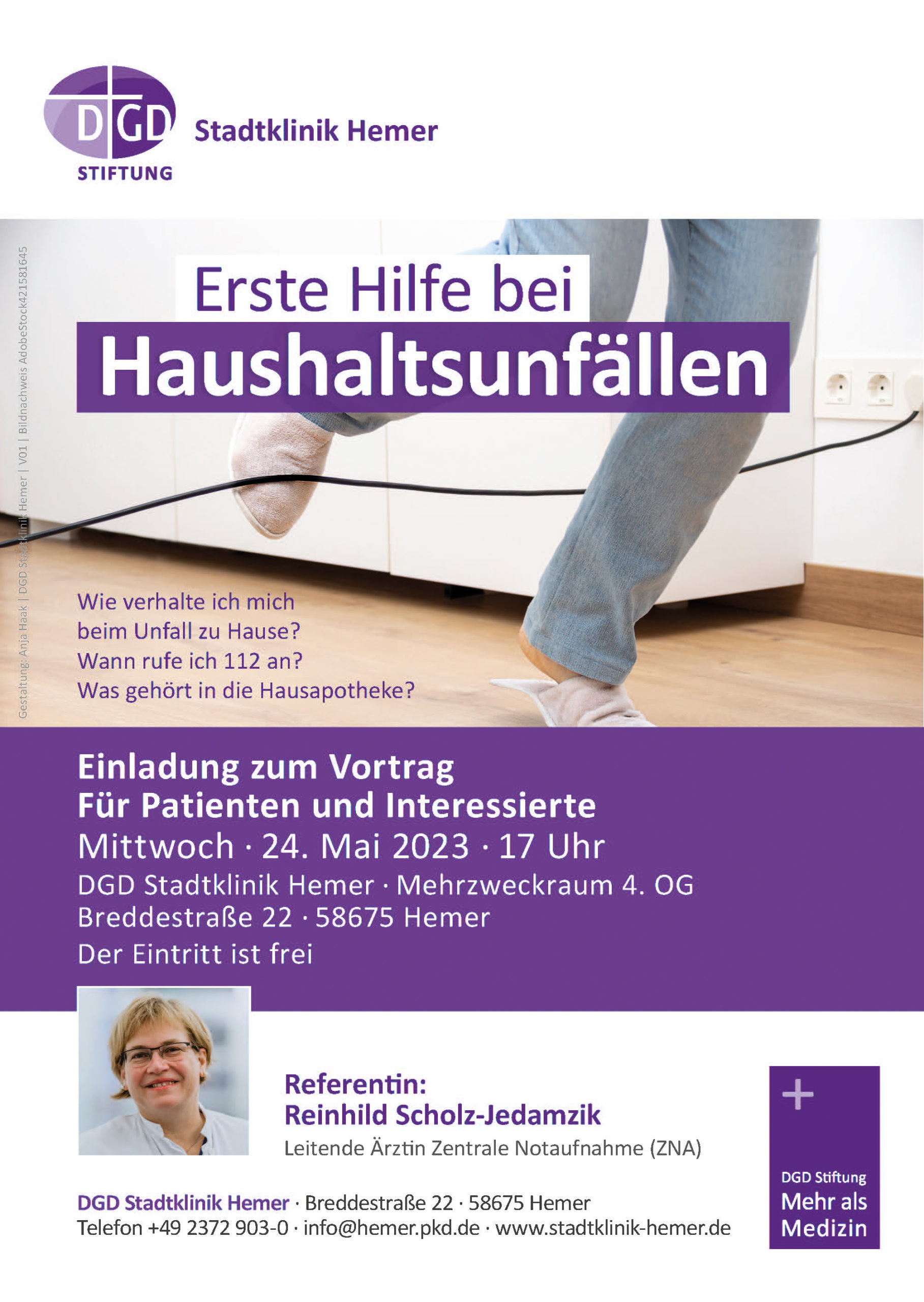 Vortrag für Patienten und Interessierte: Erste Hilfe bei Haushaltsunfällen