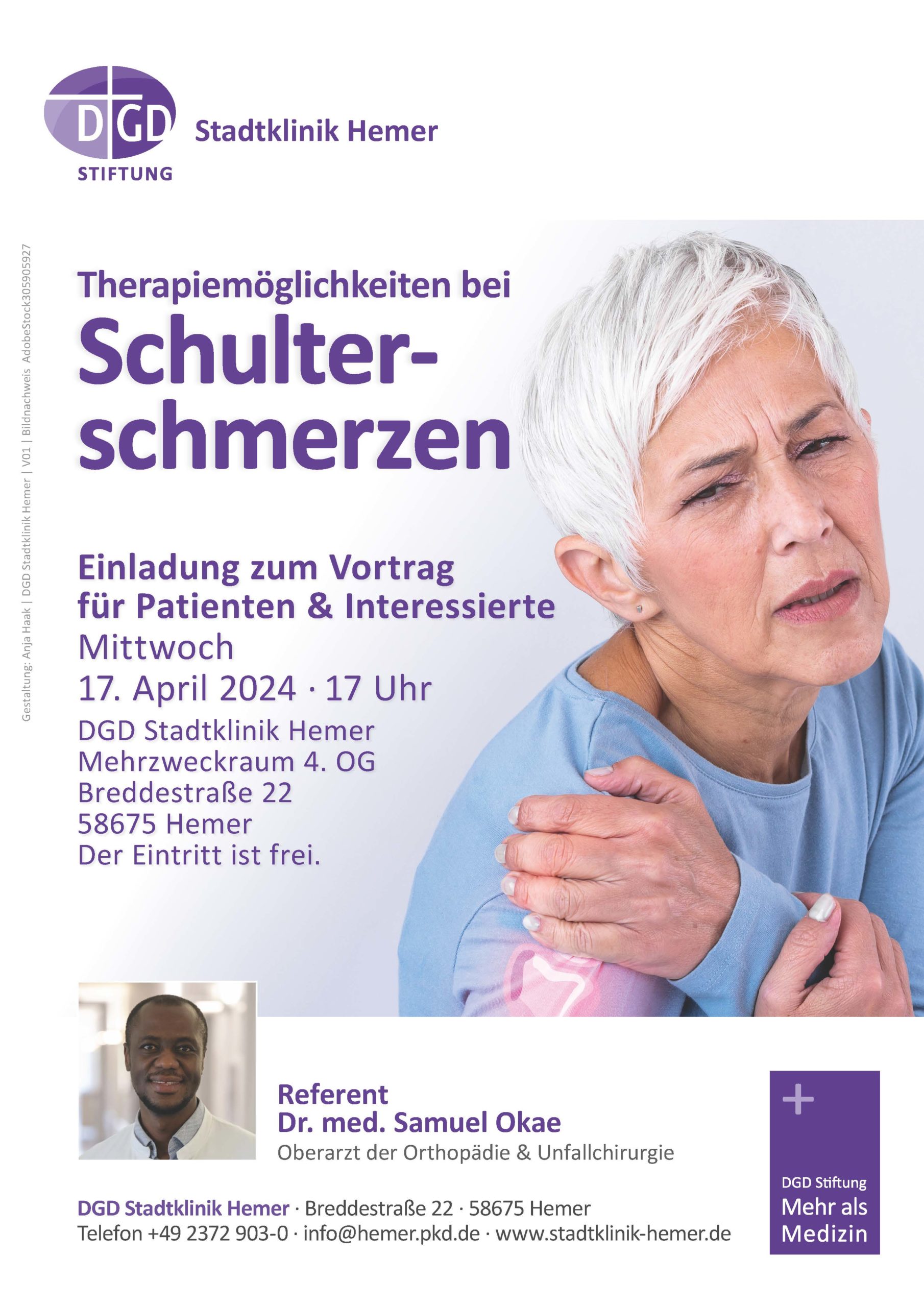 Vortragsveranstaltung für Patienten und Interessierte: Therapiemöglichkeiten bei Schulterschmerzen